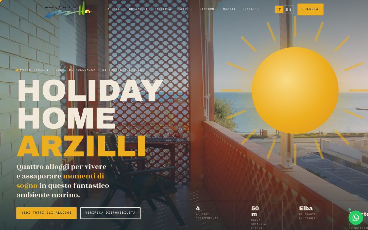 Home page del sito web di Holiday Home Arzilli