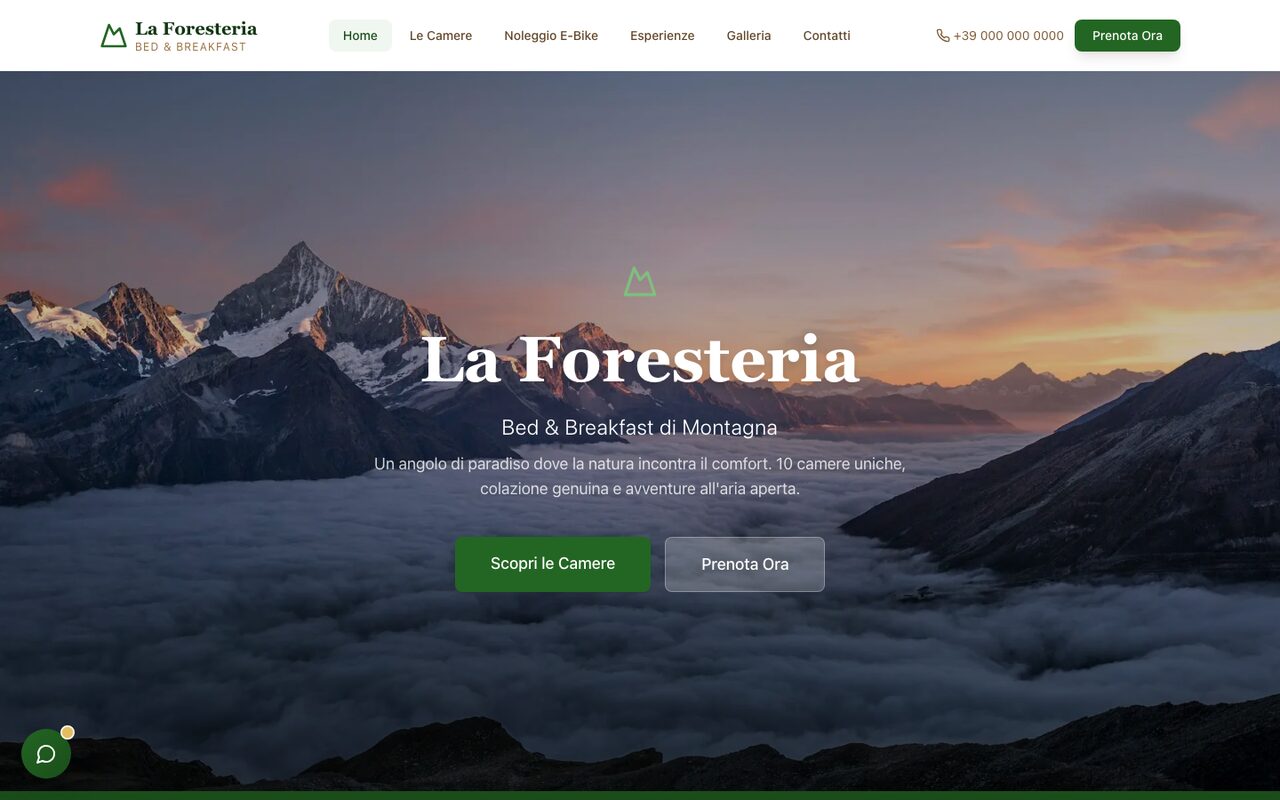 Home page del sito web di La Foresteria